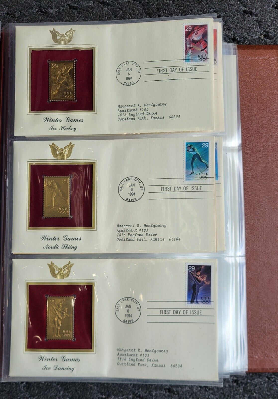 Golden Replicas of United States Stamps Album 22k Gold In Booklet 47pc.