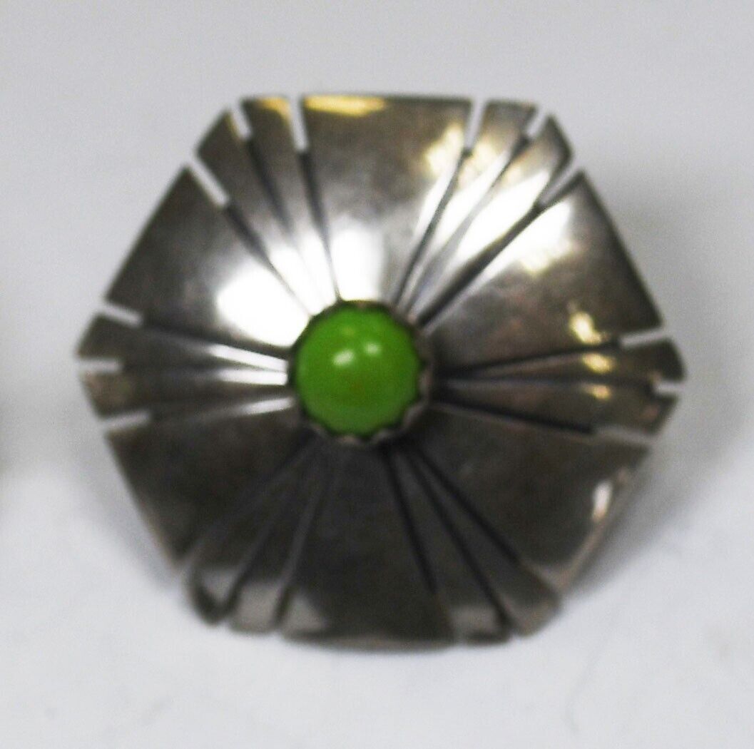 Sterling Silver Dean Sandoval Jr Turquoise Lime Green Stud Earrings 20mm