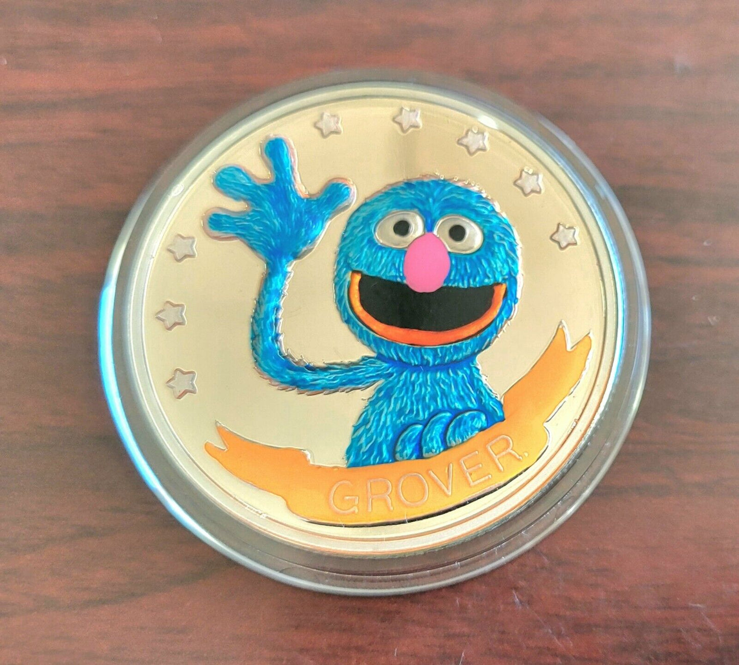 Grover Sesame Street 20th Anniversary Enameled 1oz. Silver Round .999 Fine