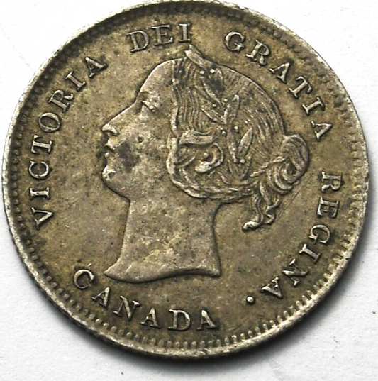 1901 Canada 5c Five Cents Silver Coin Half Dime KM# 2 XF
