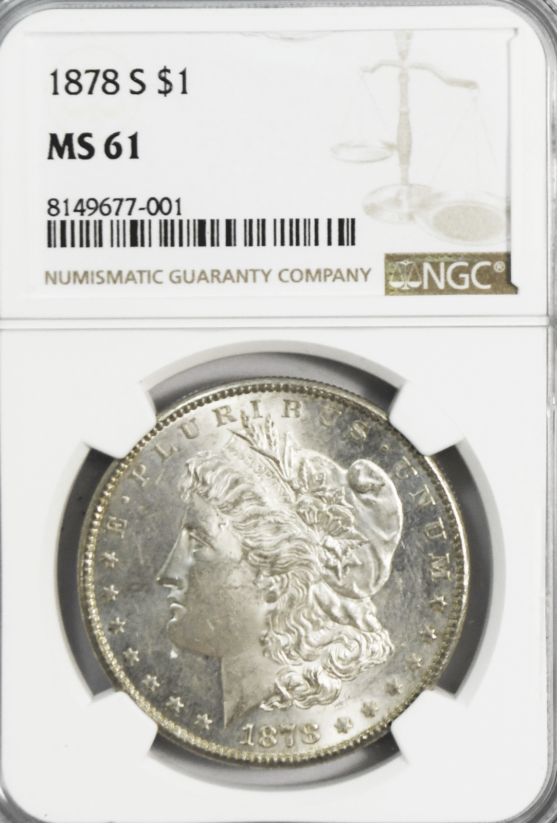 1878 S $1 Morgan Silver Dollar MS61 NGC San Francisco Uncirculated VAM 40 Acne