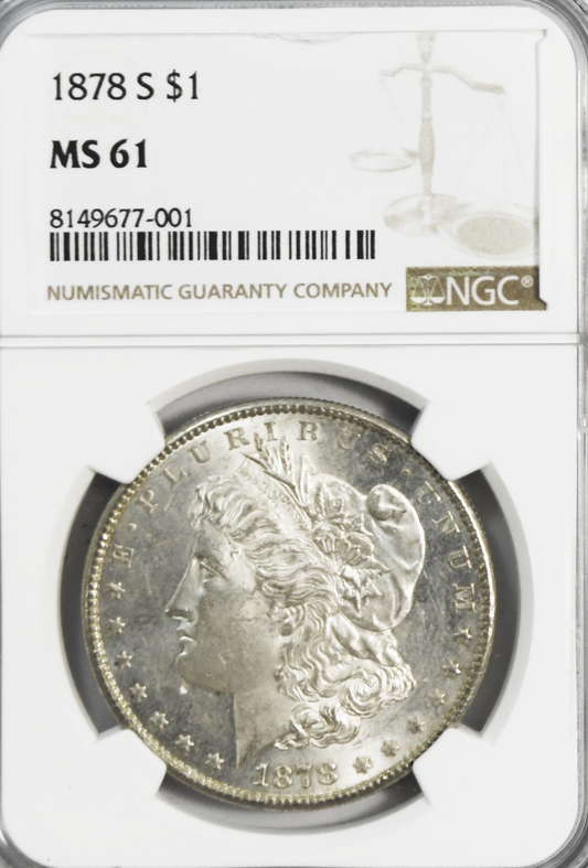 1878 S $1 Morgan Silver Dollar MS61 NGC San Francisco Uncirculated VAM 40 Acne
