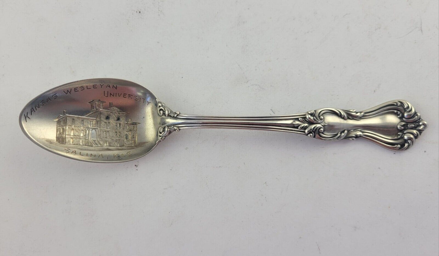 Wesleyan University Salina Kansas Sterling 5 1/4" Souvenir Spoon .60oz.