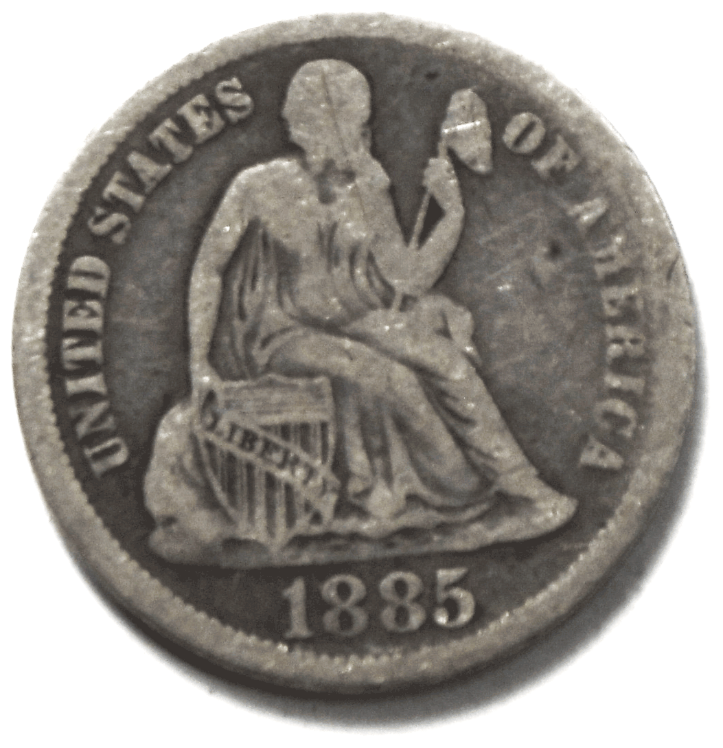 1885 10c Seated Liberty Silver Dime Ten Cents Philadelphia