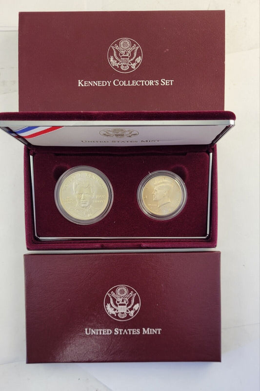 1998 S Kennedy Commemorative Collector's BU Silver Matte Boxed 2pc Set no COA
