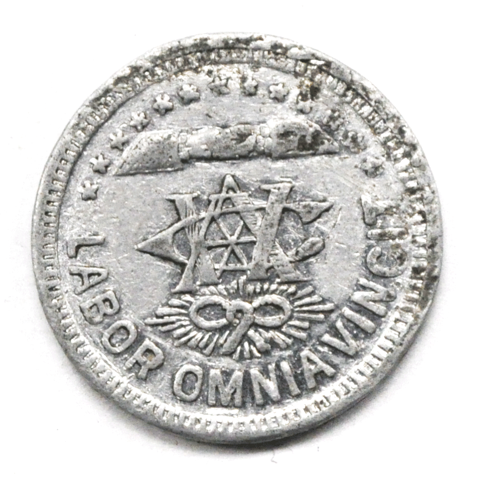 Labor Omniavincit Western Co Operative Association 5 Trade Token 20mm Aluminum