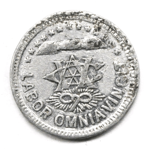 Labor Omniavincit Western Co Operative Association 5 Trade Token 20mm Aluminum
