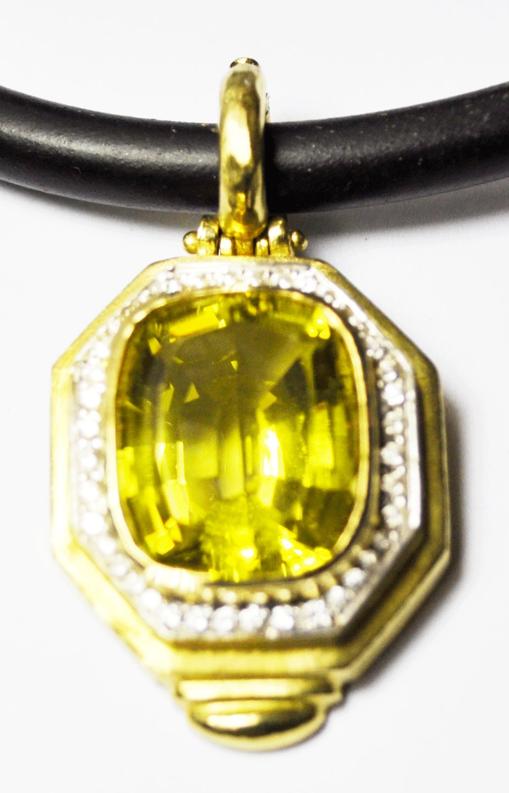 Seiden Gang Divagold 18k Lemon Citrine 19mm Sz 7 Ring & 46mm 16" Cord Choker
