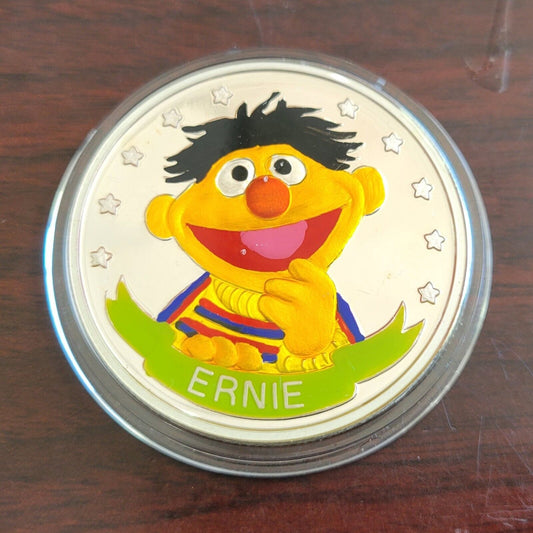 Ernie Sesame Street 20th Anniversary Enameled 1oz.Silver Round .999 Fine