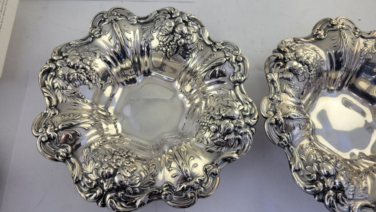 Set of 2 Francis I by Reed & Barton 8" Sterling Bon Bon Fruit Bowls 19.9oz