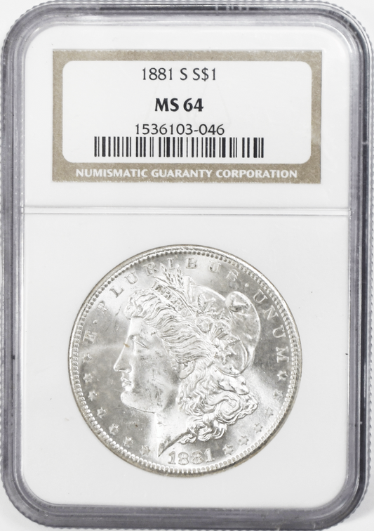 1881 S $1 Morgan Silver Dollar MS64 NGC San Francisco