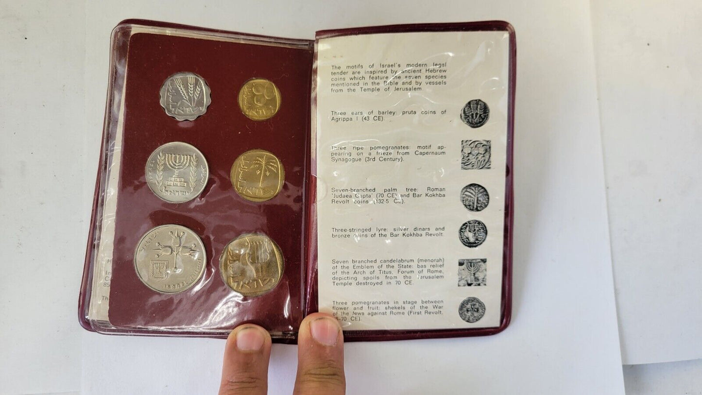 1970 Coins Of Israel 6 Coin Jerusalem Specimen Israel Govt Coins In Folder