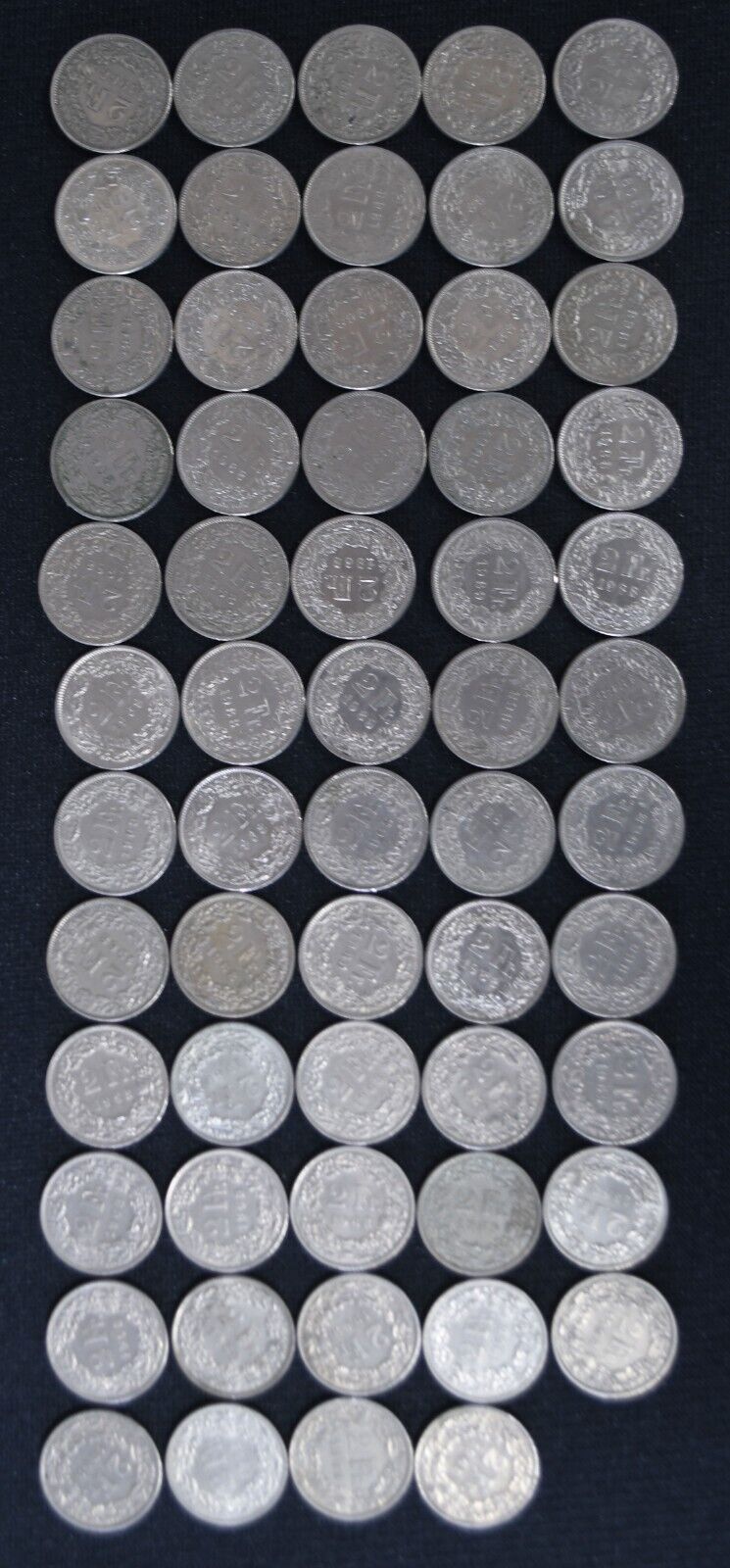 60pc Switzerland 2 Two Francs Coin Lot 1970-2006