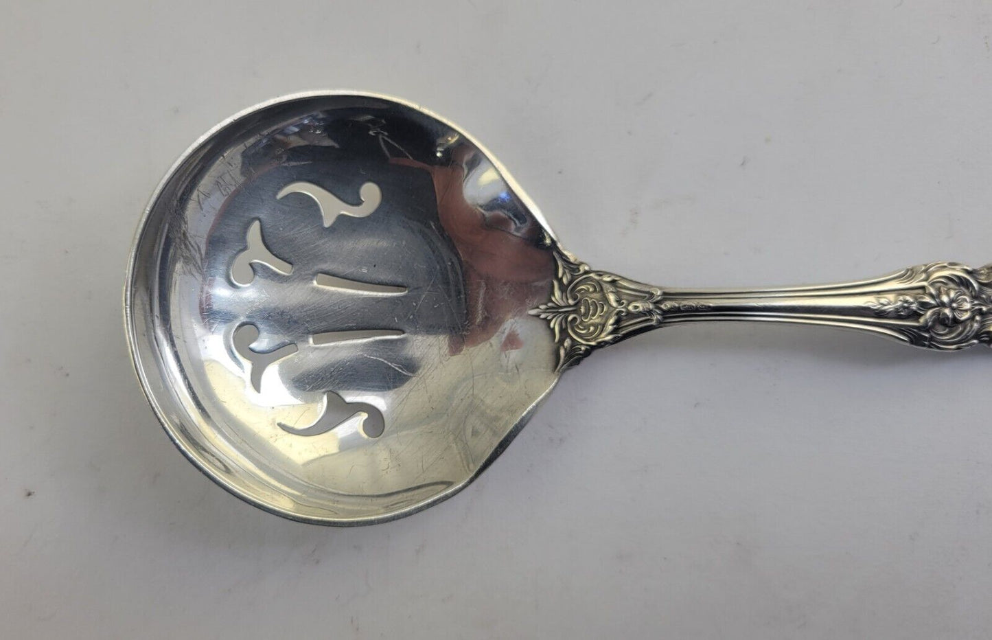 Reed & Barton Francis I Sterling Pierced Bon Bon Spoon4 5/8"- New Mark 1.2oz.