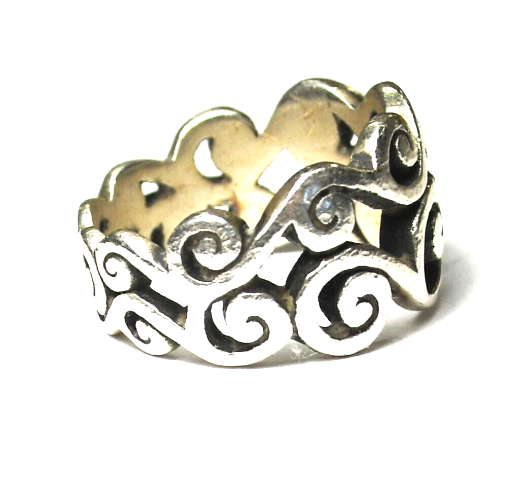 Sterling Silver Brighton Scroll Filigree Ring 12mm Size 8