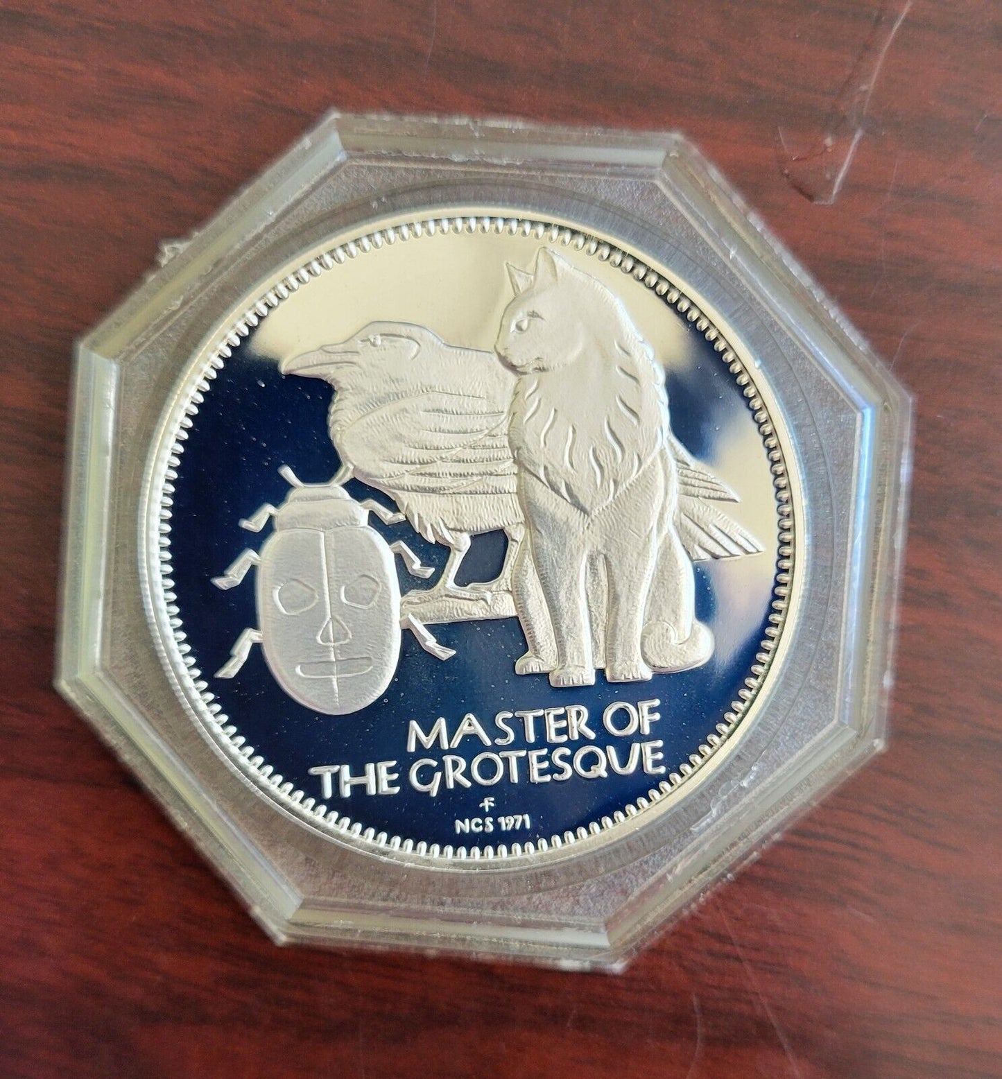 1971 Edgar Allen Poe Master Of Grotesque Franklin Mint Sterling Medal .85oz.