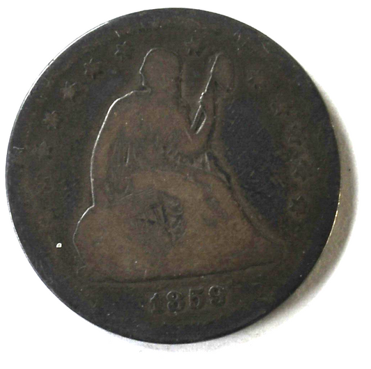 1859 25c Seated Liberty Silver Quarter Dollar Philadelphia