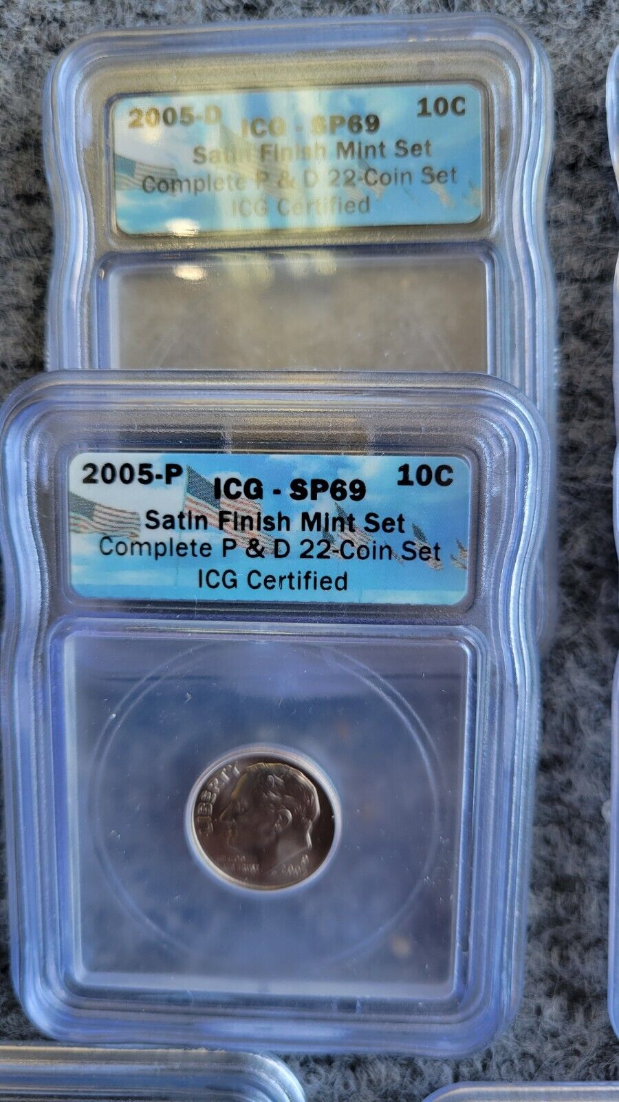 2005-P & D Satin ICG SP69 Set Sacagawea, Cent, Dime, Half, Quarter, Nickel 22pc