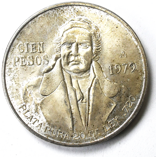 1979 Mexico Estados Unidos Mexicanos One Hundred 100 Pesos Silver Coin KM#438.2