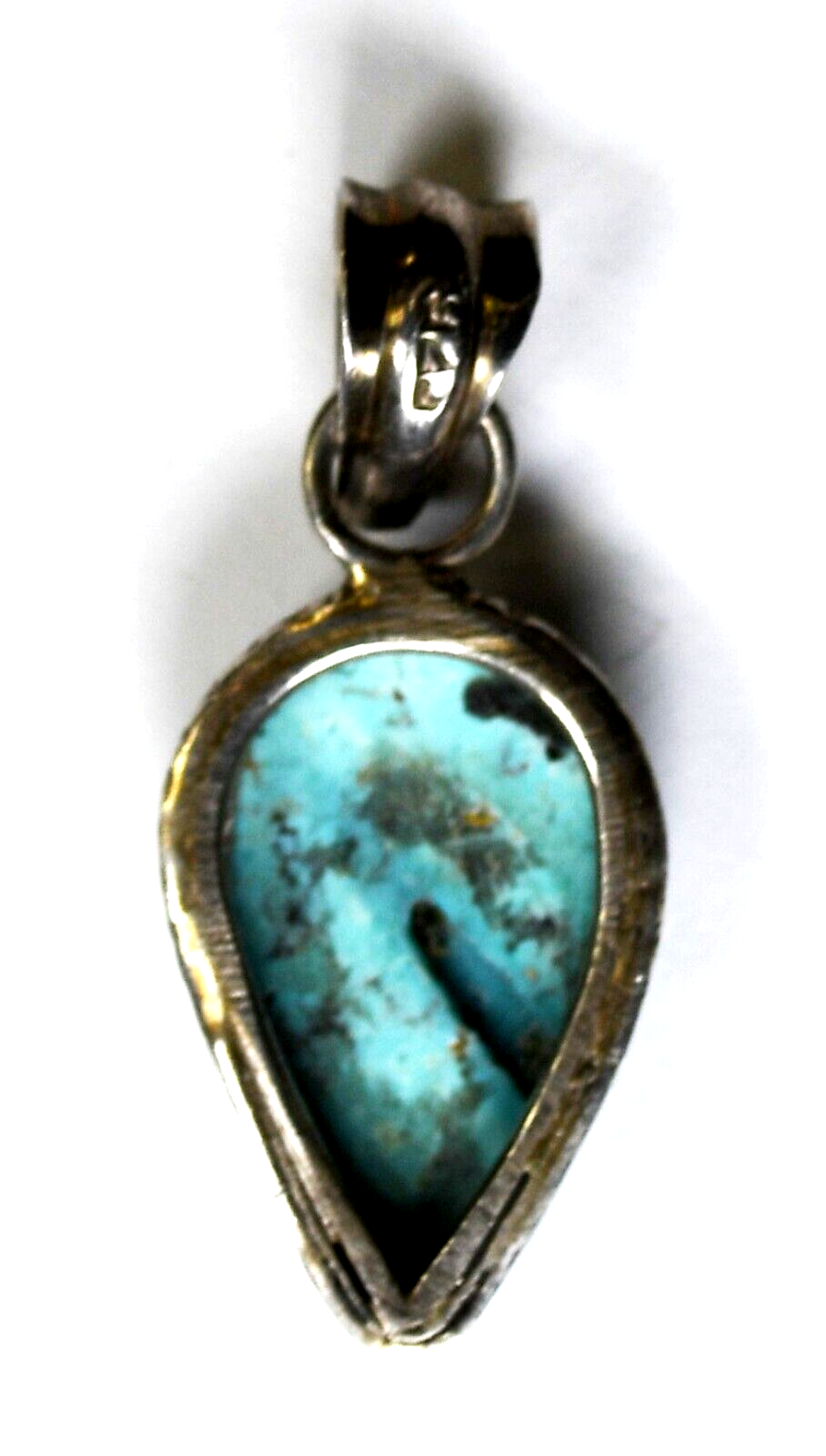 Sterling Silver Turquoise Teardrop Pendant 37mm x 14mm