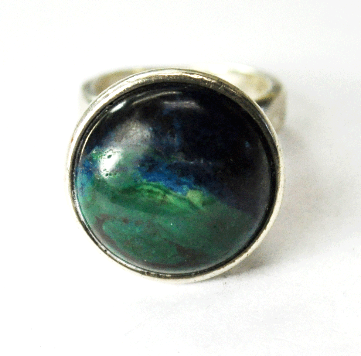 JK Sterling Blue Green Chrysocolla High Set Trophy Mounting Ring 20mm Size 6