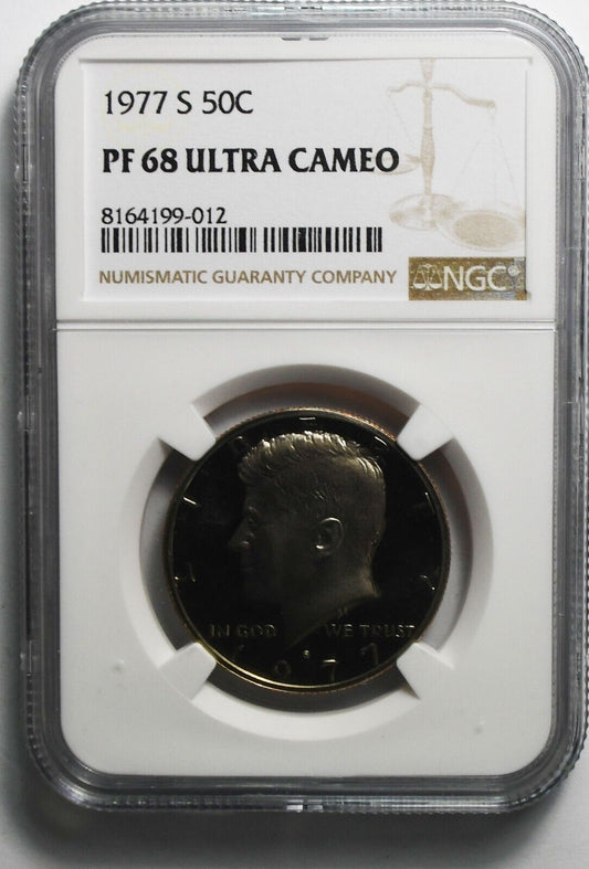 1977 S 50c Kennedy Half Dollar NGC PF68 Ultra Cameo Proof San Francisco