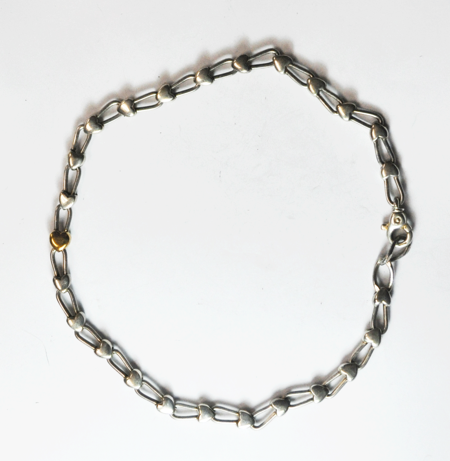 Sterling Silver & 18k Tiffany & Co Heart Padlock 8mm Link Necklace 17.5"