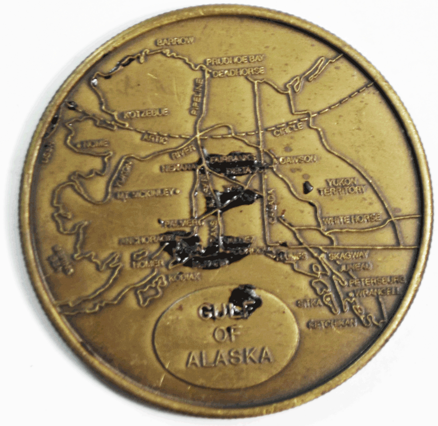 Juneau AK Town Medal Alaska's Capital City Gulf of Alaska 39mm Map