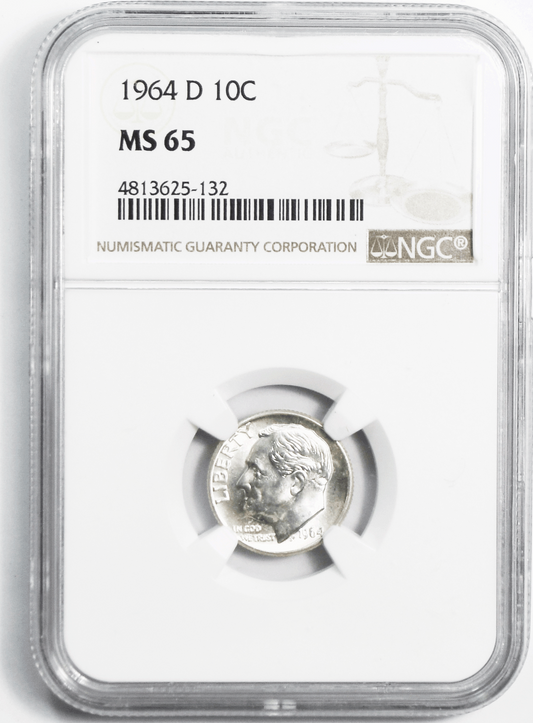 1964 D 10c Roosevelt Silver Dime NGC MS65 Denver Uncirculated