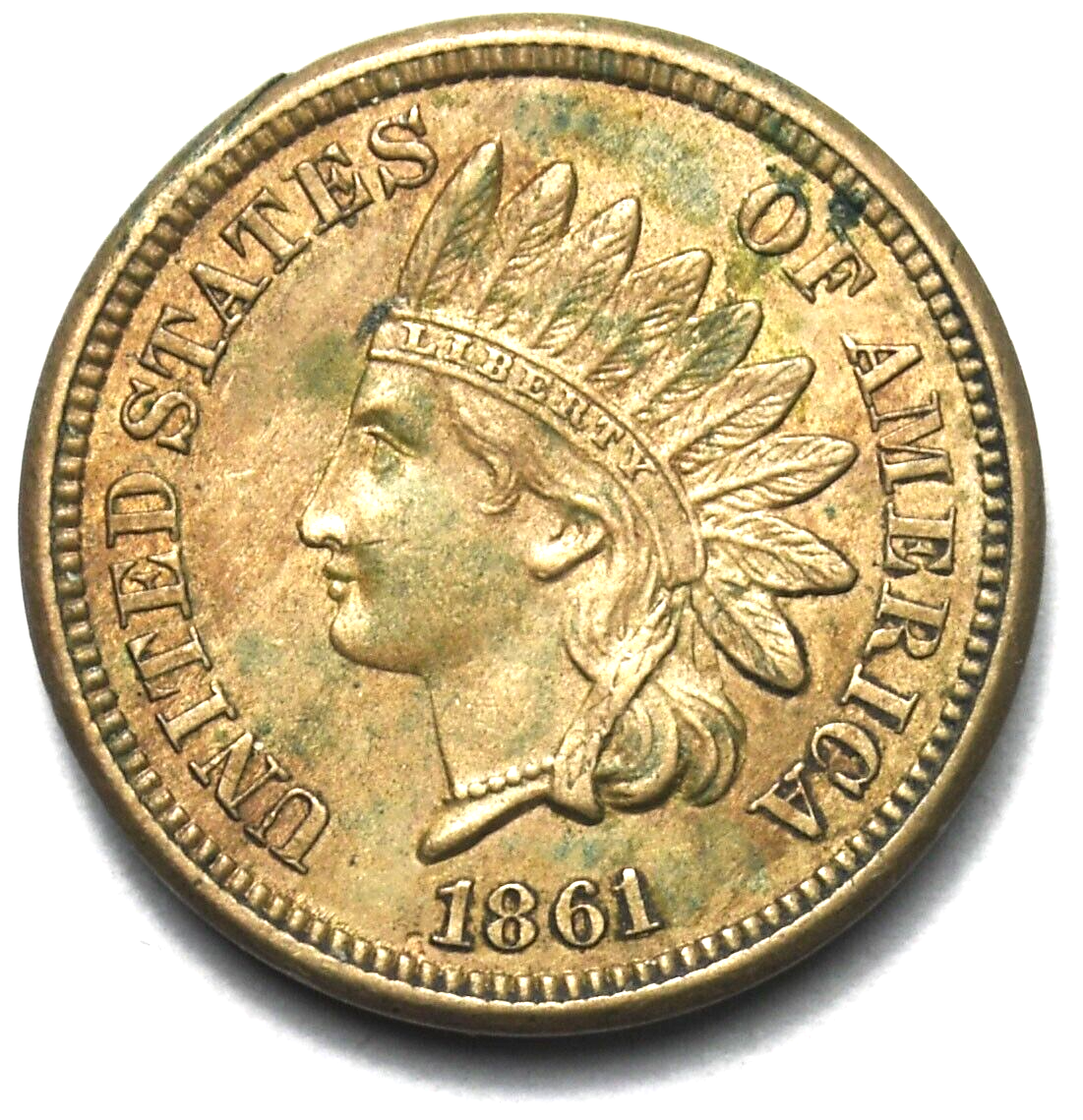 1861/61 1c Indian Head Penny One Cent US Philadelphia FS-301 AU