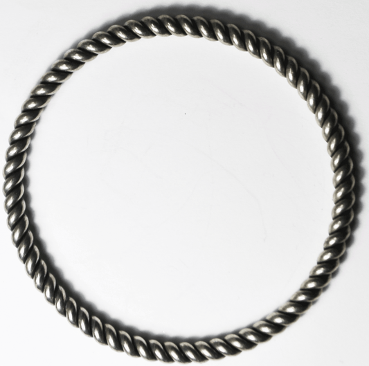 Sterling Silver Silpada B1614 Twist Rope Striped Large 5mm Bangle Bracelet