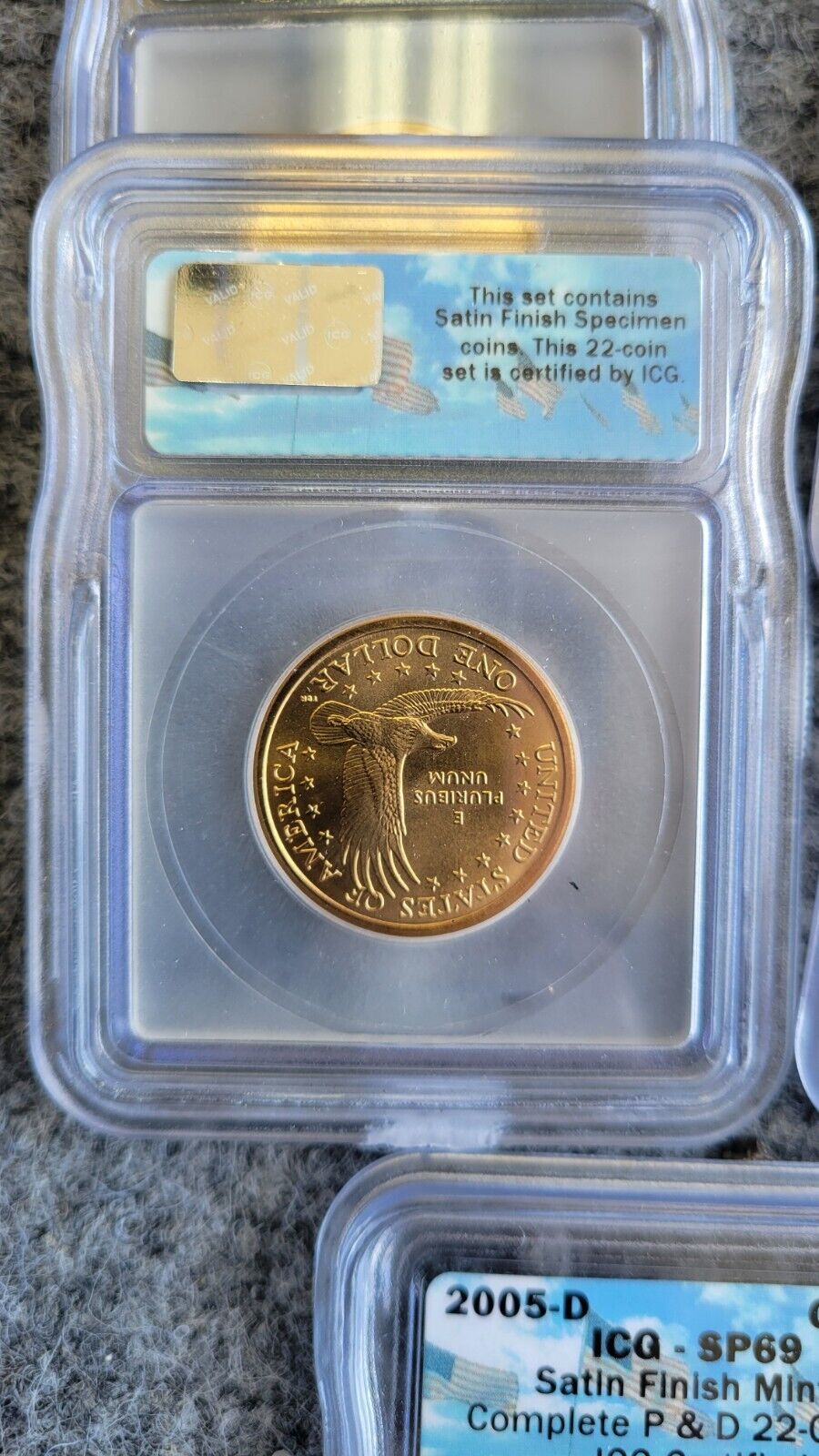 2005-P & D Satin ICG SP69 Set Sacagawea, Cent, Dime, Half, Quarter, Nickel 22pc