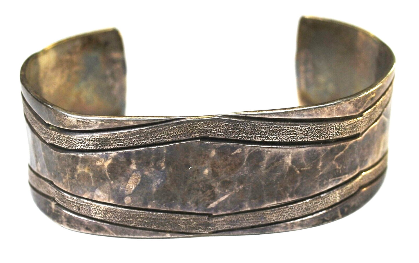 Sterling Silver CAA Hammered Cuff Bracelet 21mm 7" Wrist