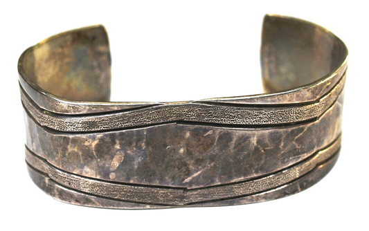 Sterling Silver CAA Hammered Cuff Bracelet 21mm 7" Wrist
