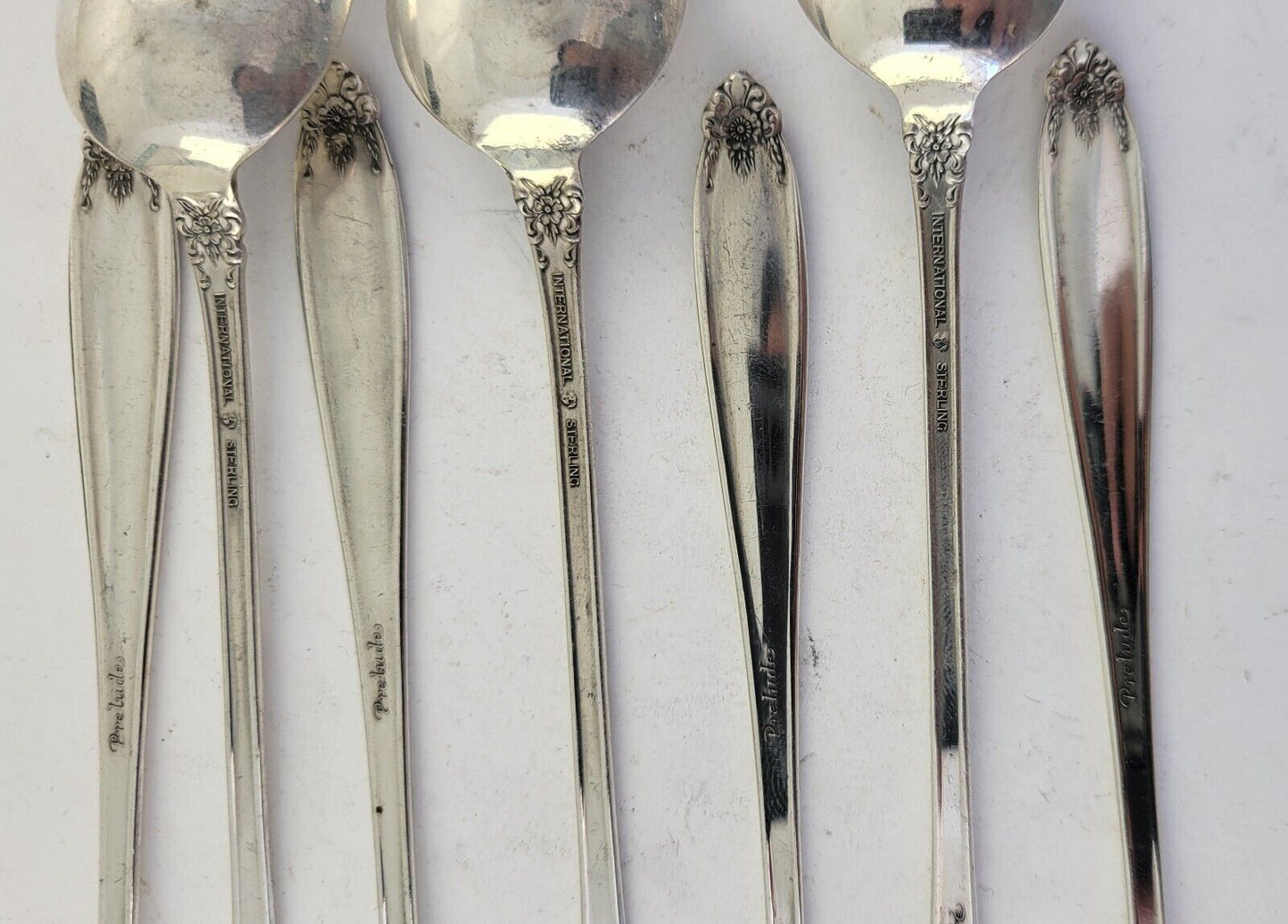 7pc. International Prelude Sterling Silver  7 3/8" Long Iced Tea Spoons 6.3oz.