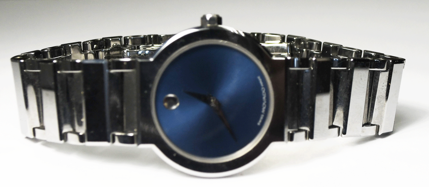 Women's Movado 89.C1.1841 Tungsten Valor 26mm Quartz 6-3/4" Wrist Blue Museum