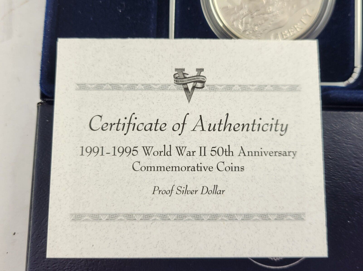 World War II 50th Anniversary Commemorative Coins US Mint W Silver Dollar Boxed