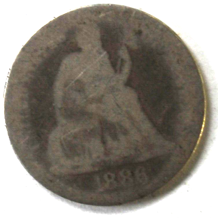 1886 10c Seated Liberty Silver Dime Ten Cents Philadelphia