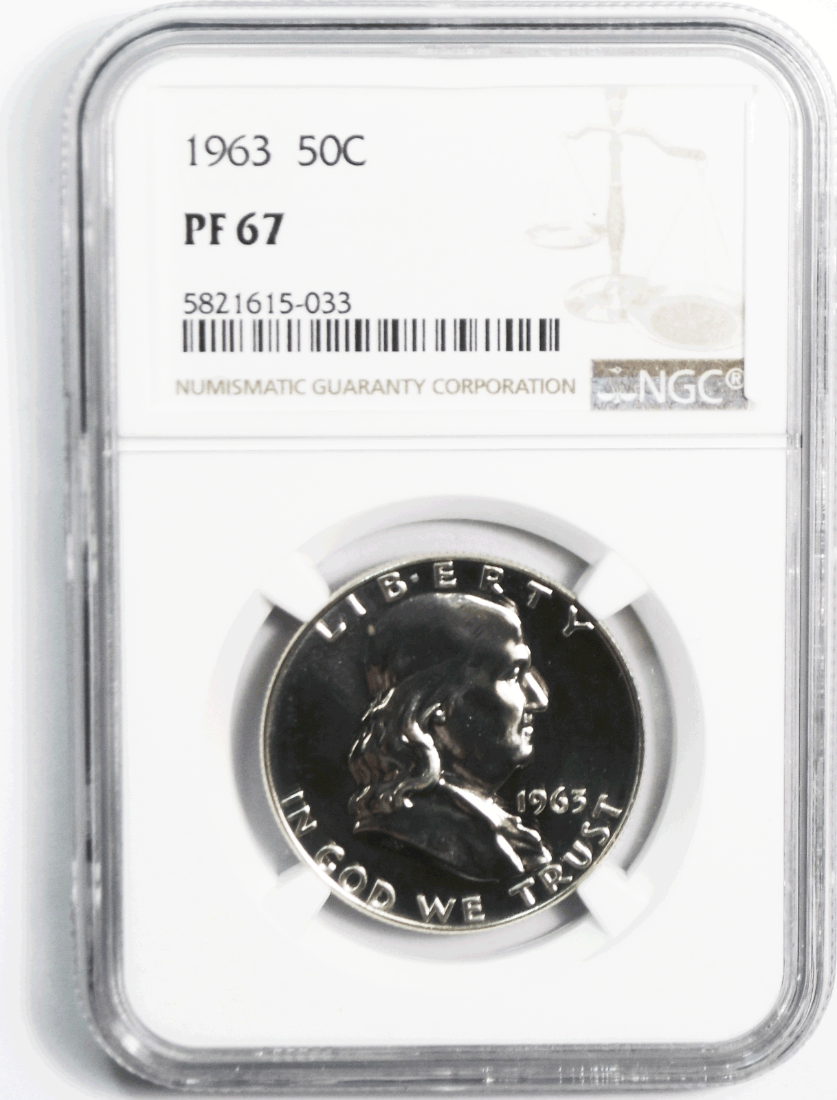 1963 50c Franklin Half Dollar Proof Silver Fifty Cents NGC PF67 Gem Unc