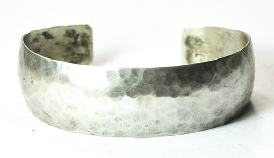 Sterling Silver Sarah Cly Hammered Cuff Bracelet 20mm 7" Wrist 22.4g