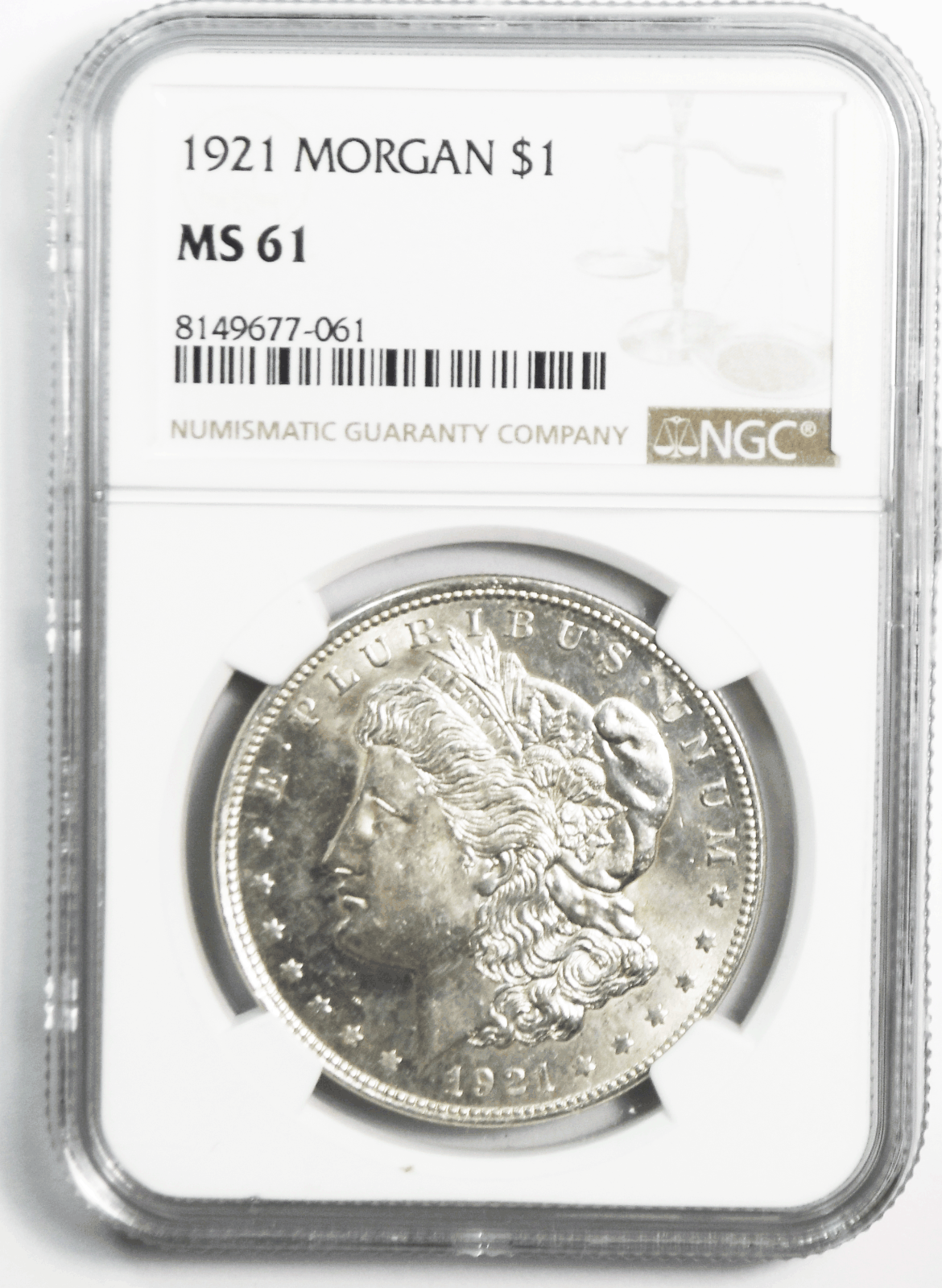 1921 $1 Morgan Silver Dollar MS61 NGC Uncirculated Philadelphia