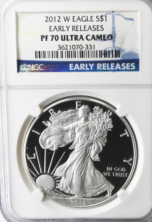 2012 W $1 American Silver Eagle NGC PF70 UC Early Release One Ounce Coin