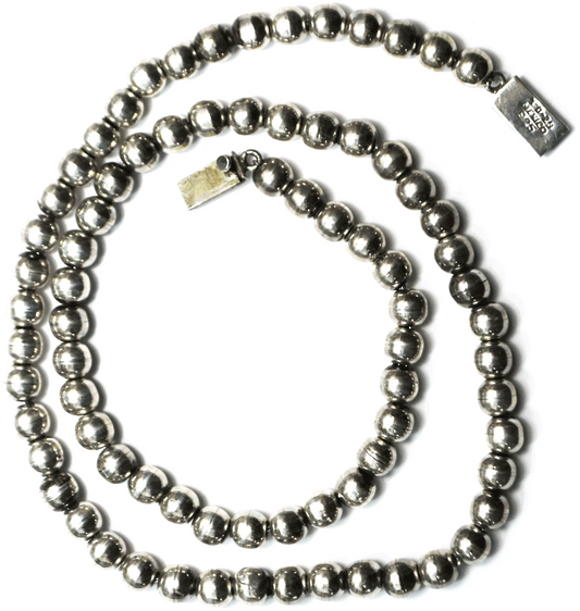 Sterling TD-29 Mexico Heavy 8mm Round Bead Necklace 24-1/2"  76g