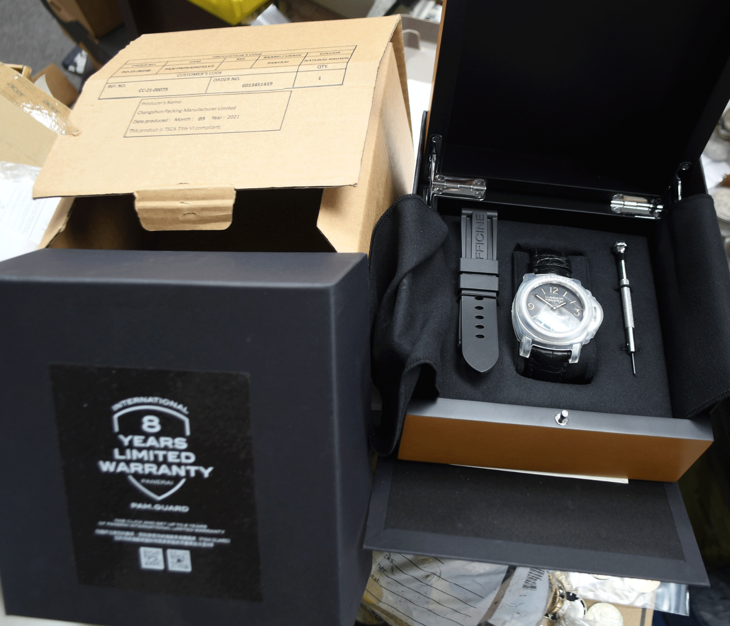 Panerai Luminor 8 Days Giorni 44mm SS OP7347 WR300m Box Papers & Strap PAM00915