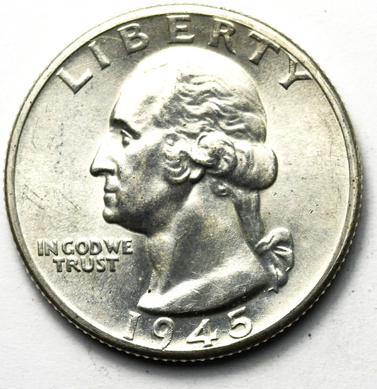1945 D 25c Washington Silver Quarter Dollar Denver Uncirculated