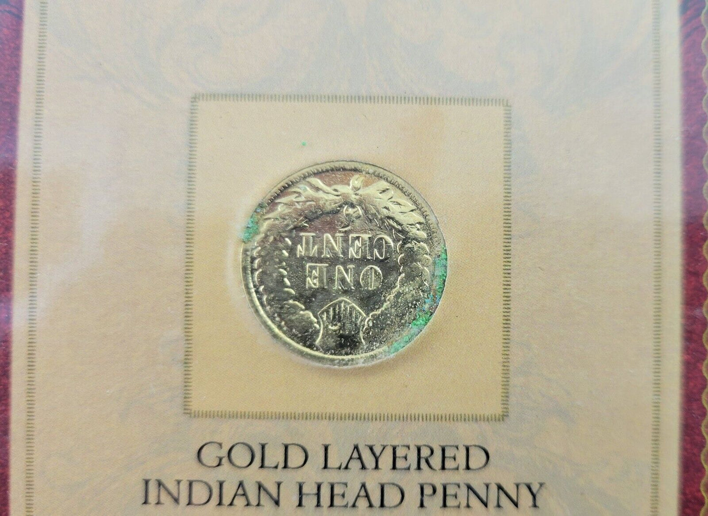 1896 Indian Head Penny Gold Layered From The 1890s Carded with COA