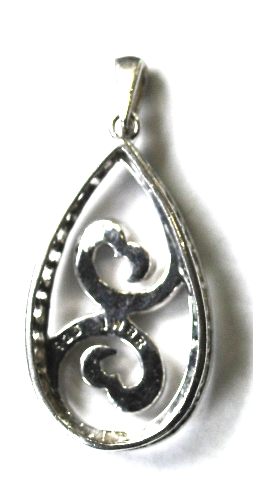 Sterling Silver JWBR Open Heart Blue Diamond Pendant 34mm x 15mm