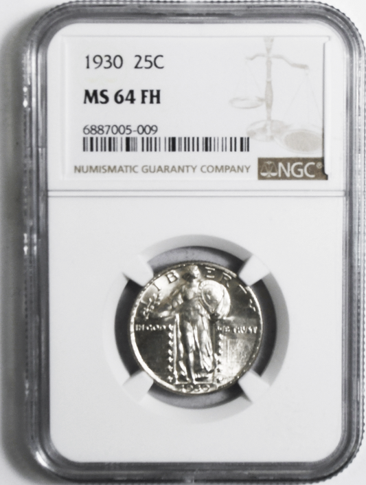 1930 25c Standing Liberty Silver Quarter Philadelphia MS64 FH NGC