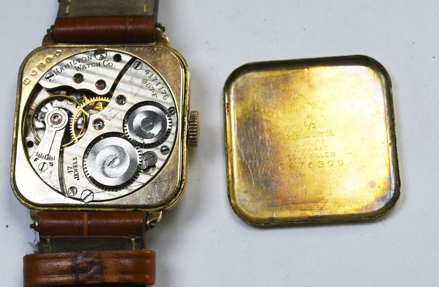Vintage Hamilton 987-F Manual Wind 28mm Yellow GF Square Wristwatch