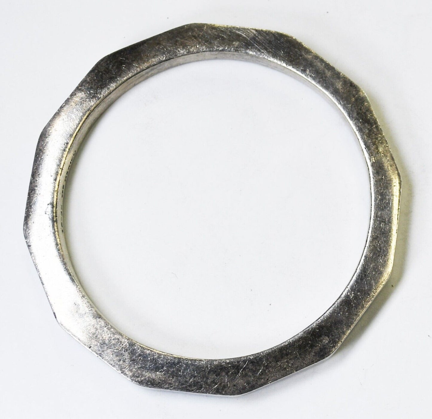 Sterling Silver Dodecagon 12 Sided Small Bangle Bracelet 7mm